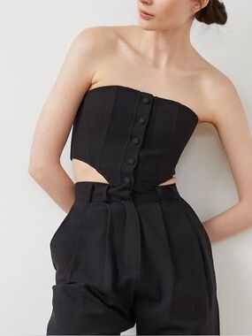 Ceren Ocak Linen  Corset Top, XS